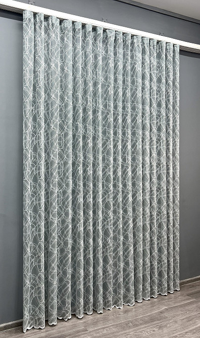 Тюль VR-Textil 1970т Жакард Сірий з білим 200х250 см (42-1254) Київ - фото 3