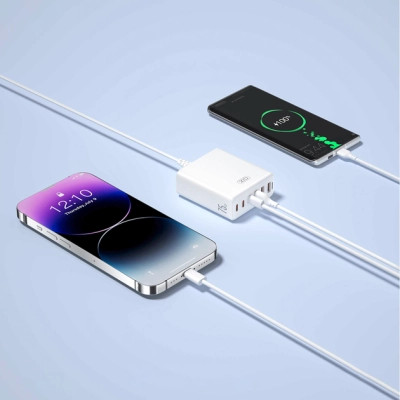 Зарядний пристрій XO L133 3xUSB-A + 3xUSB-C 75W White (L133.white) Вінниця - фото 4