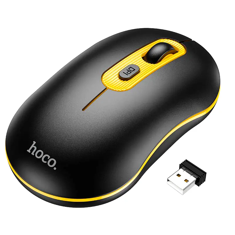 Манипулятор мышь HOCO GM21 Platinum 2.4G business wireless mouse Black Yellow Киев - изображение 9