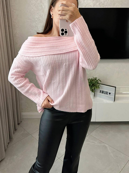 Жіночий романтичний светр з відворотом машинна вʼязка Одеса - фото 4