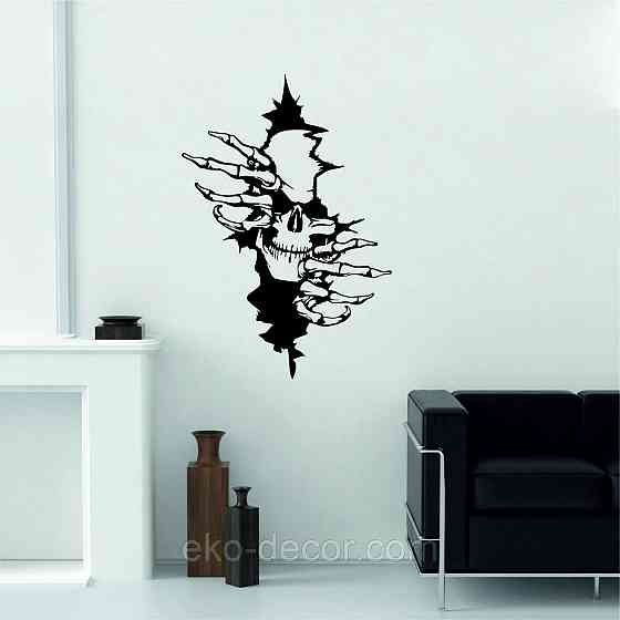 Декоративне настінне Панно «Скелет», Декор на стіну 110*75 см, Чорний Київ