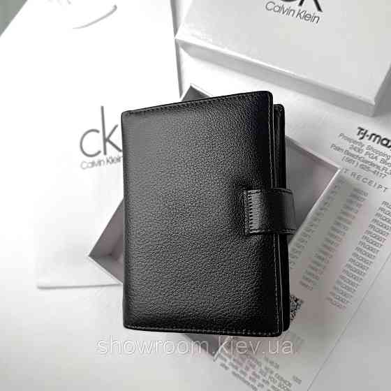 Кожаный мужской брендовый кошелек на кнопке Ск (6602) Киев