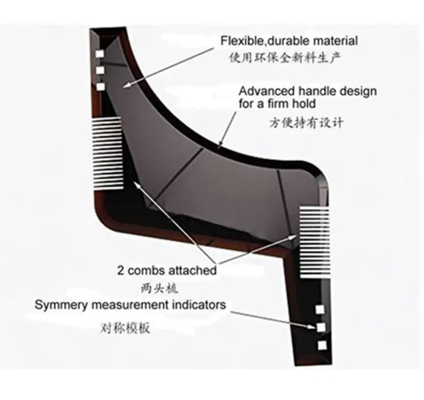 Шаблон для бороды, трафарет для бороды и усов, стайлер, триммер для бороды, чорный Киев - изображение 10