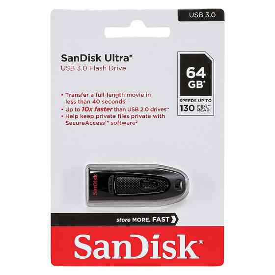 Флеш-накопитель SanDisk USB 3.0 Ultra 64Gb (130Mb/s) Black Киев