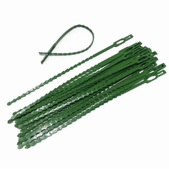 Хомуты садовые, подвязки для растений 30 шт,многоразовые пластиковые стяжки длина 23 см цвет зелёный Каменец-Подольский