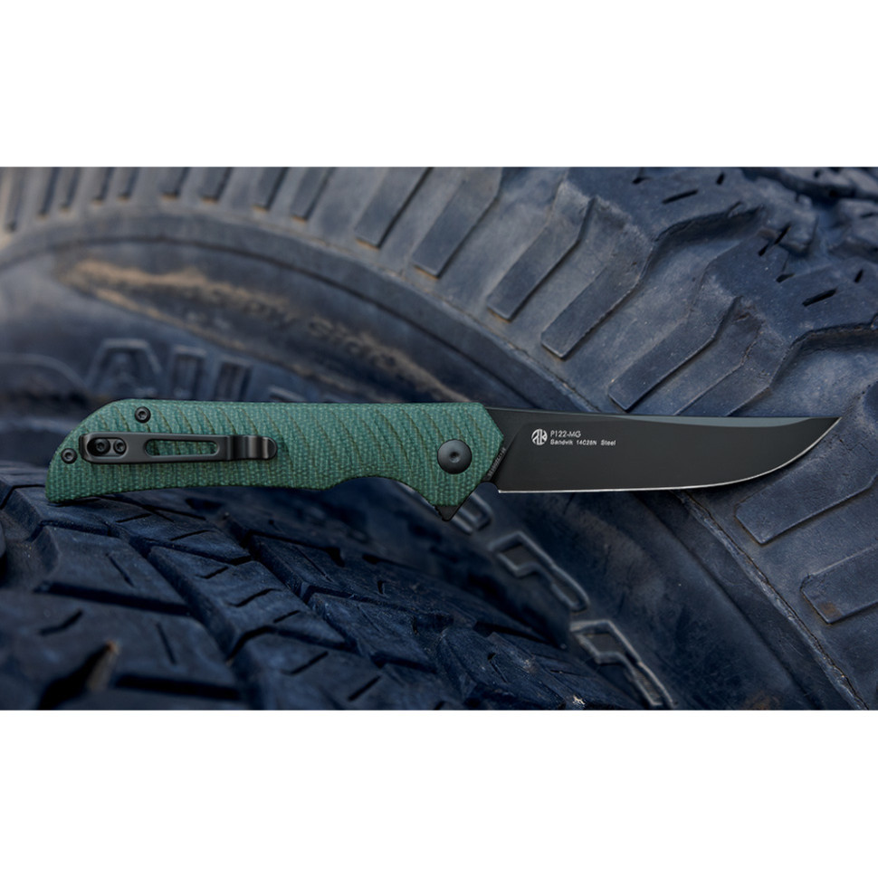 Ніж складаний туристичний Ruike P122-MG, (9.2 см) 14C28N / мікарта темно-зелений Киев - изображение 11