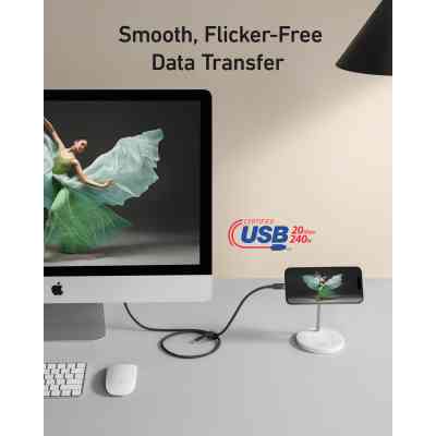 Дата кабель USB-C to USB-C 0.9m 240W 20Gbps 4K Video bio-nylon black Anker (A80N1H11) Винница