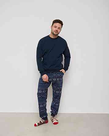 Чоловіча тепла піжама — Байка — штани в орнамент — Family look для пари Tom John 93430 Київ