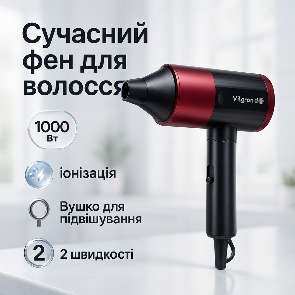 Фен ViLgrand VHD-1815FI Red 1800Вт GH-78 Львів - фото 6