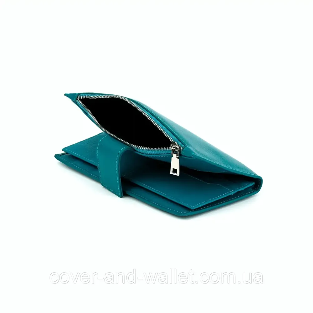 Бірюзовий жіночий гаманець купюрник із натуральної шкіри на магніті і блискавці Marco Coverna 0134 Київ - фото 10