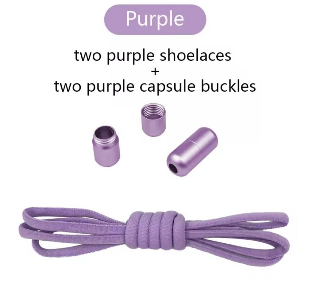 Шнурки еластичні без зав'язок з застібками в один колір Пурпуровий Сміла - фото 1