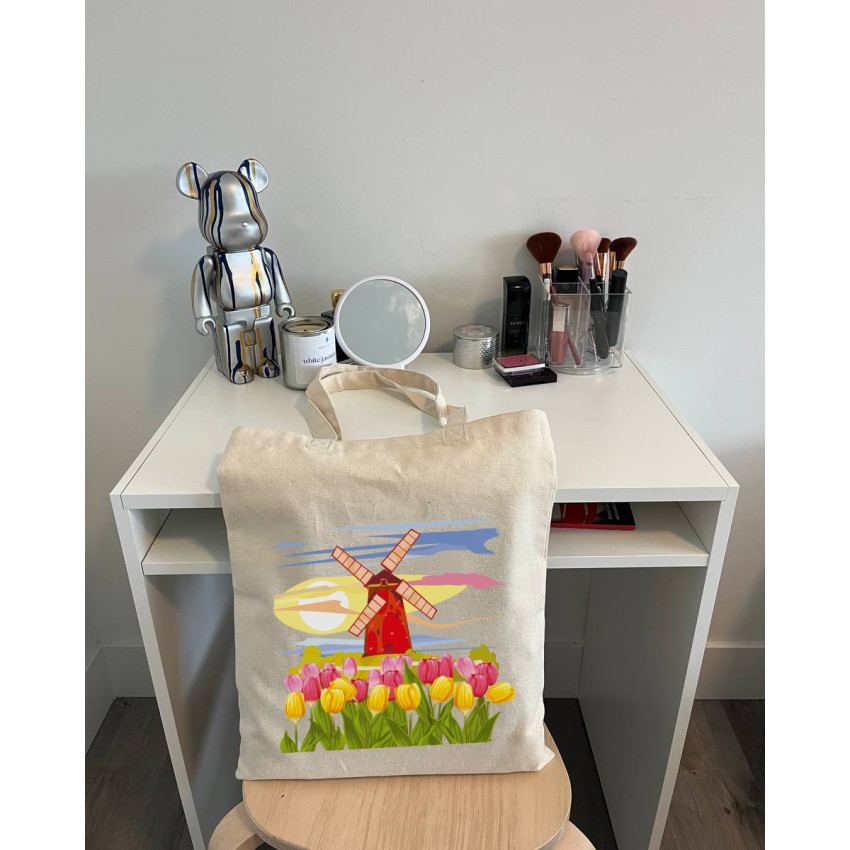 Екошопер BookOpt BK4071 "Подорож Нідерландами". Країна вітряків і тюльпанів" бежевий Київ - фото 6