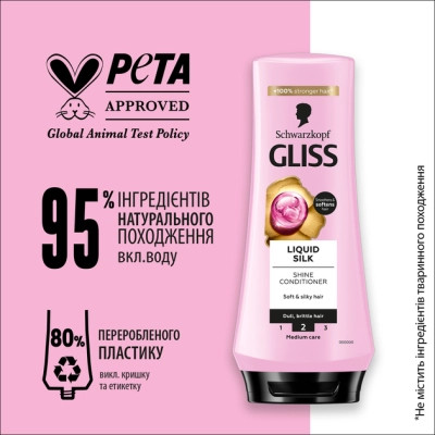 Кондиционер для волос Gliss Liquid Silk Balsam 200 мл (3838824086699) Винница - изображение 5