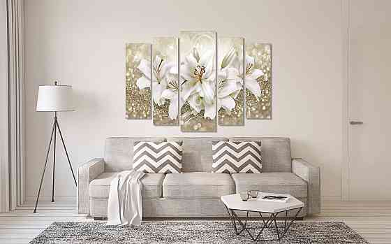 Модульна картина у вітальню/спальню Лілії в золоті    LM013_5 115x170 см Київ