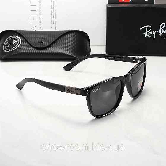 Мужские солнцезащитные очки с поляризацией Ray Ban (69060) черные Киев