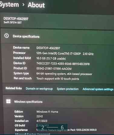 Ноутбук: ASER Swift 5 i7 SF514-56T Киев