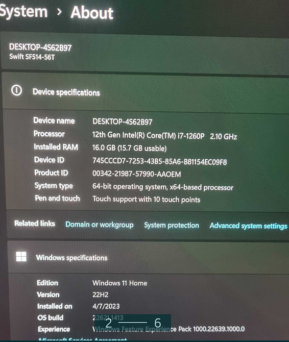 Ноутбук: ASER Swift 5 i7 SF514-56T Киев - изображение 2