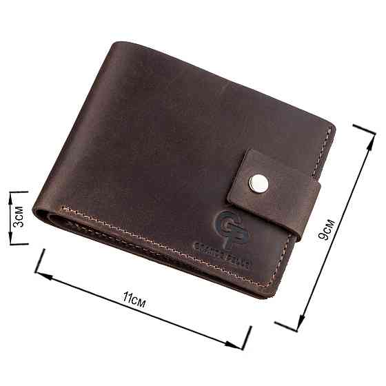 Надежное мужское портмоне в винтажном стиле Коричневое (GRANDE PELLE) Киев