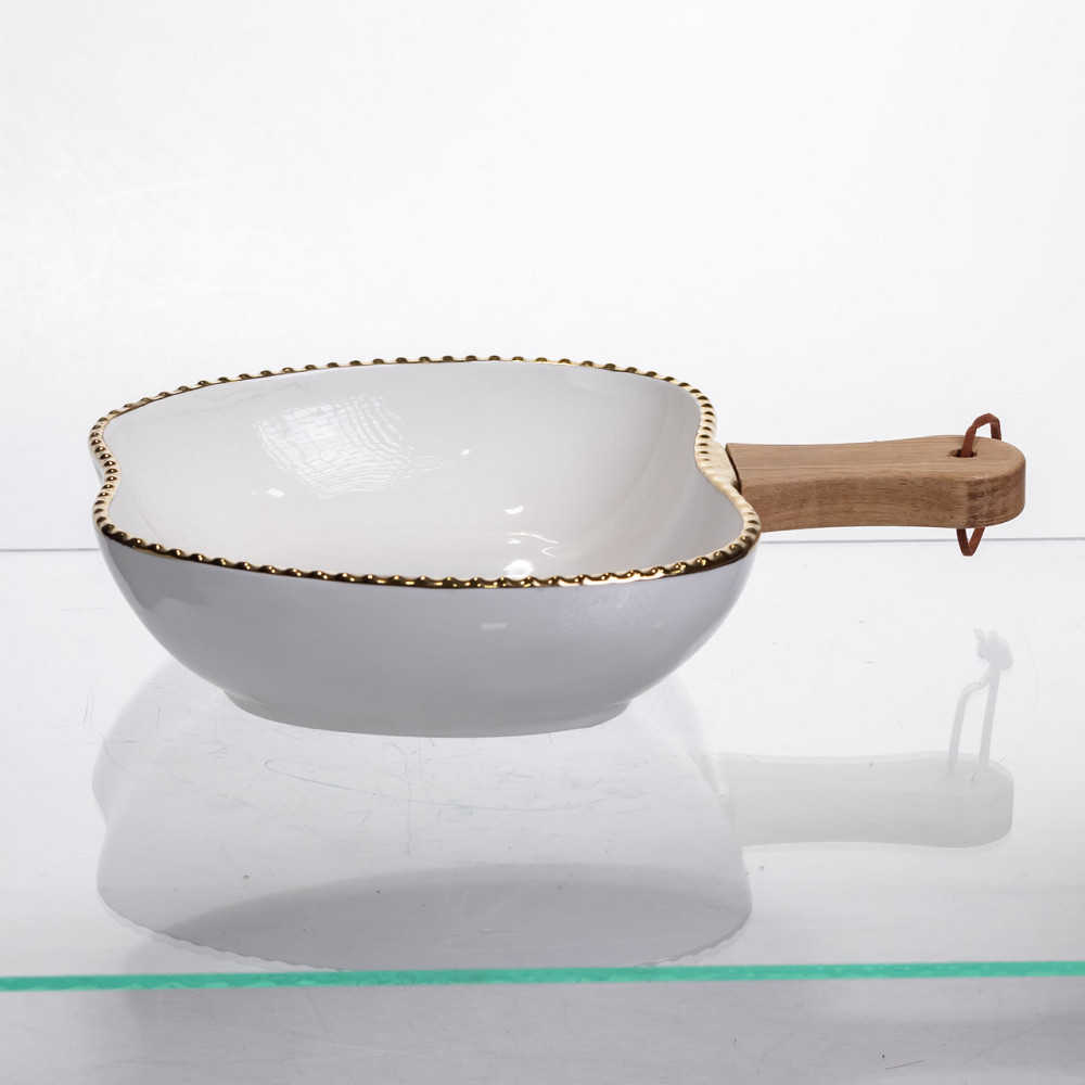 Глибока фарфоровая тарілка "Яблуко" з ручкою Київ - фото 2