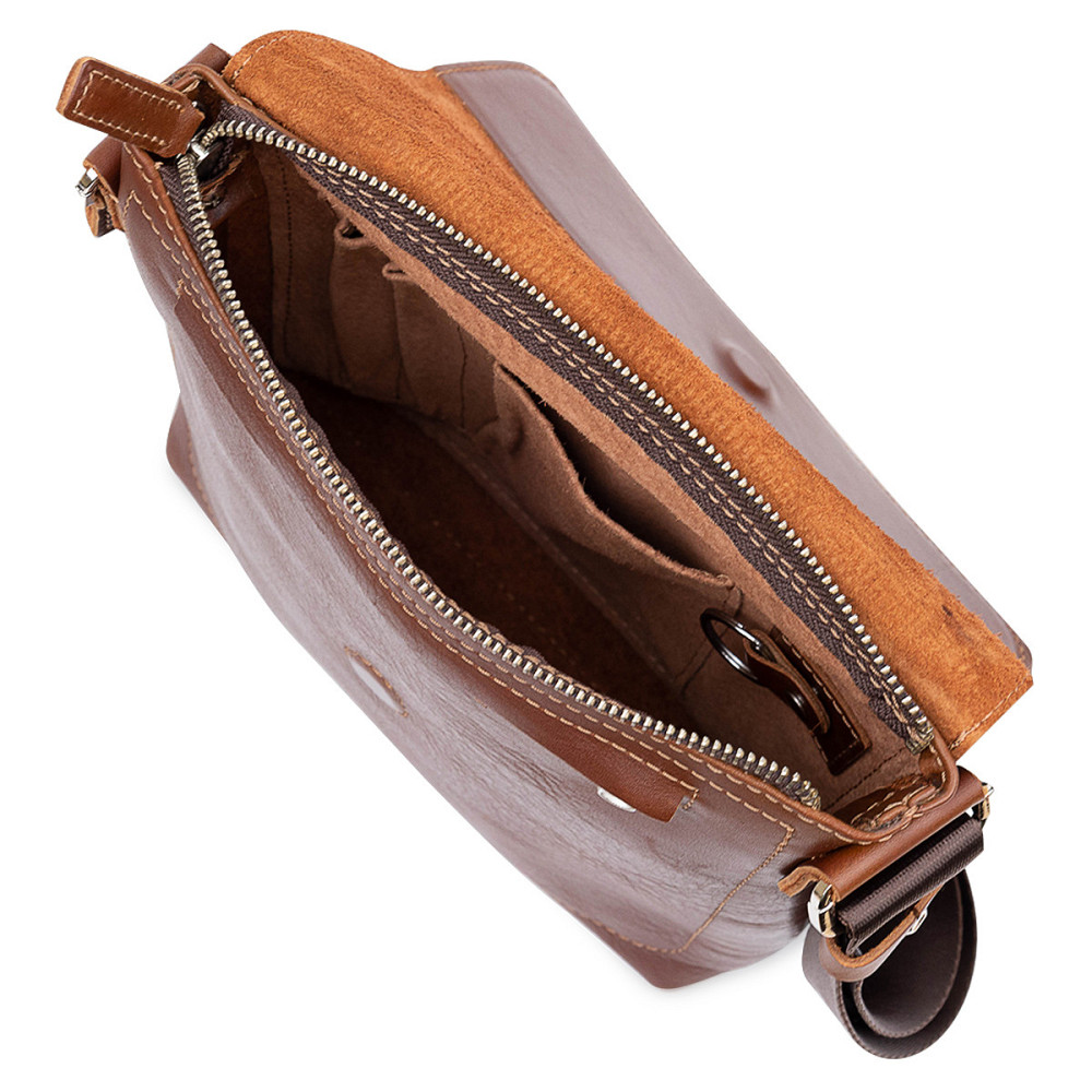 Кожаная мужская сумка через плечо GRANDE PELLE 11567 Коричневый Киев - изображение 6