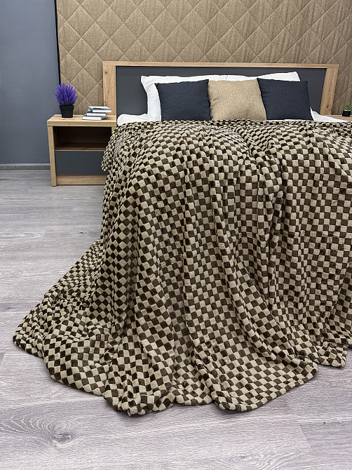 Плед-покривало Шахи 200х210 см (+-5см) Венге з бежевим (87-035) Київ - фото 7