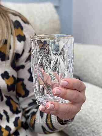 Набір склянок OLens "Золотий смарагд" 340 мл 6 шт. прозорий із золотим обідком для дому та ресторанів Київ
