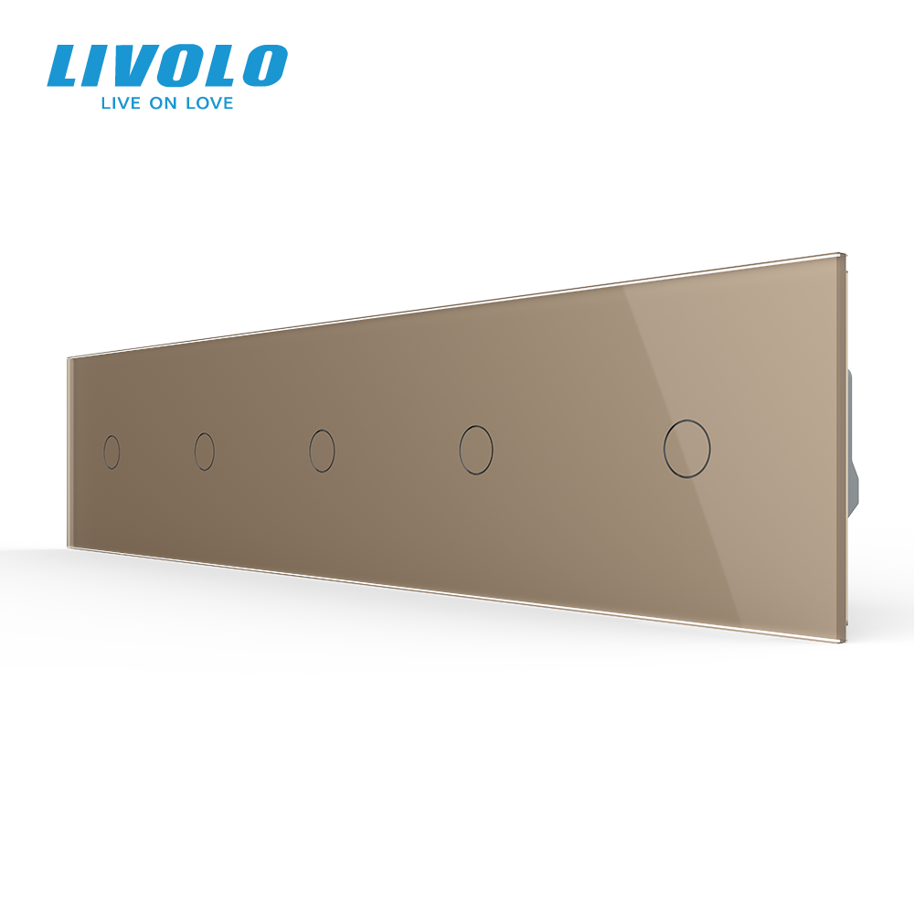 LIVOLO Сенсорний вимикач 5 сенсорів (1-1-1-1-1) Livolo золото скло (VL-C705-13) Коломыя - изображение 1