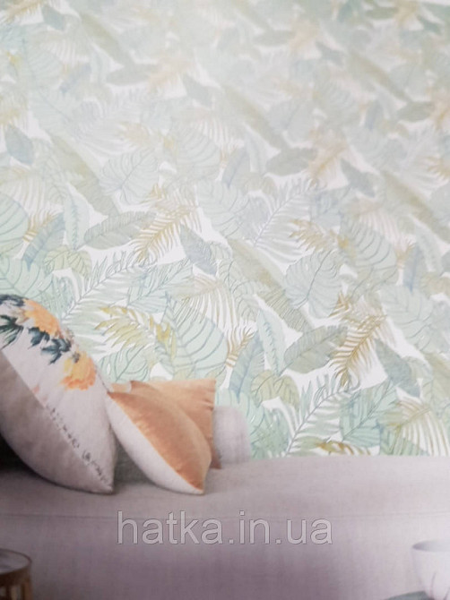 Обои флизелиновые  Khroma LAV104 LA VIE EN ROSE бирюзовые ветки листья золотистые Киев - изображение 1