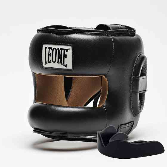 Боксерський шолом з бампером Leone CS425 Black M (капа в комплекті) Каменское