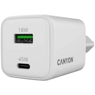 Зарядное устройство Canyon CU45AC GaN 45W 1xPD 1xQC EU White (CNS-CUW45AC) Винница - изображение 7
