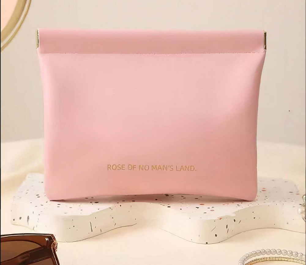 Косметичка для зберігання аксесуарів портативна, великий футляр для дрібниць на магнітній кліпсі, рожевий Кам'янець-Подільський - фото 3