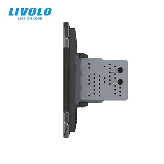 Розетка універсальна з USB розеткою Livolo чорний скло (VL-C7C1AUSB-12) Коломыя