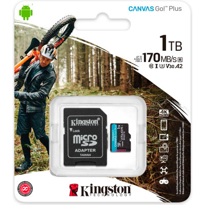 Карта памяти Kingston 1TB microSDXC сlass 10 UHS-I U3 V30 A2 Canvas Go Plus G4 (SDCG4/1TB) Винница - изображение 3