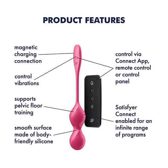 Вагинальные смарт-шарики с вибрацией Satisfyer Love Birds 2 Connect App Red, 86 г, пульт ДУ Sex Aura Киев