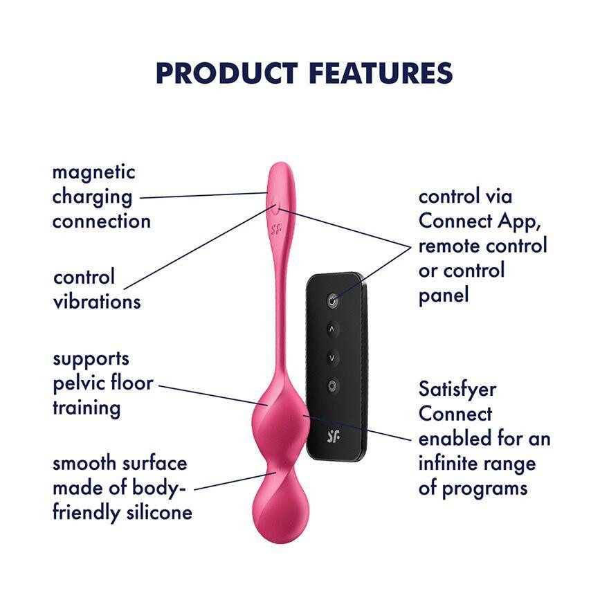 Вагінальні смарт-кульки з вібрацією Satisfyer Love Birds 2 Connect App Red, 86 г, пульт ДК Sex Aura Київ - фото 3