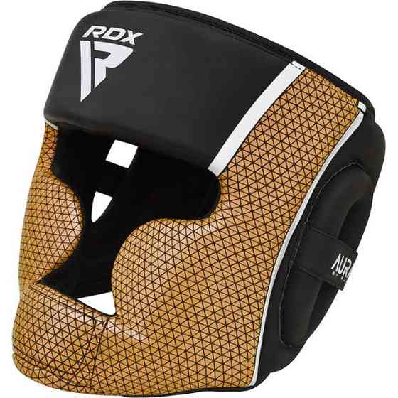 Боксерський шолом RDX AURA PLUS T-17 Black Golden L (капа у комплекті) Каменское