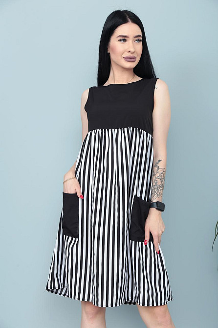 Сукня з завищеною талією "Band" оптом | Норма і батал | Розпродаж моделі Чорний, 42-44 Київ - фото 5