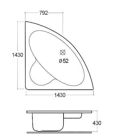 Кутова акрилова ванна RAK Ceramics Relax (1430 x 1430 x 430 мм) Рожева Вінниця