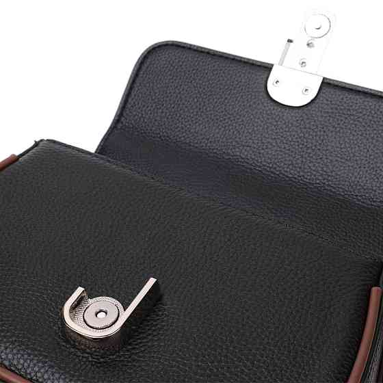 Кожаная полукруглая сумка с интересным магнитом-защелкой для женщин Vintage 22441 Черная Киев