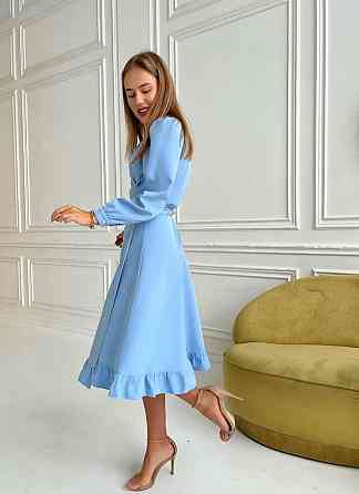 Жіноче романтичне плаття на запах костюмка Блакитний Одеса