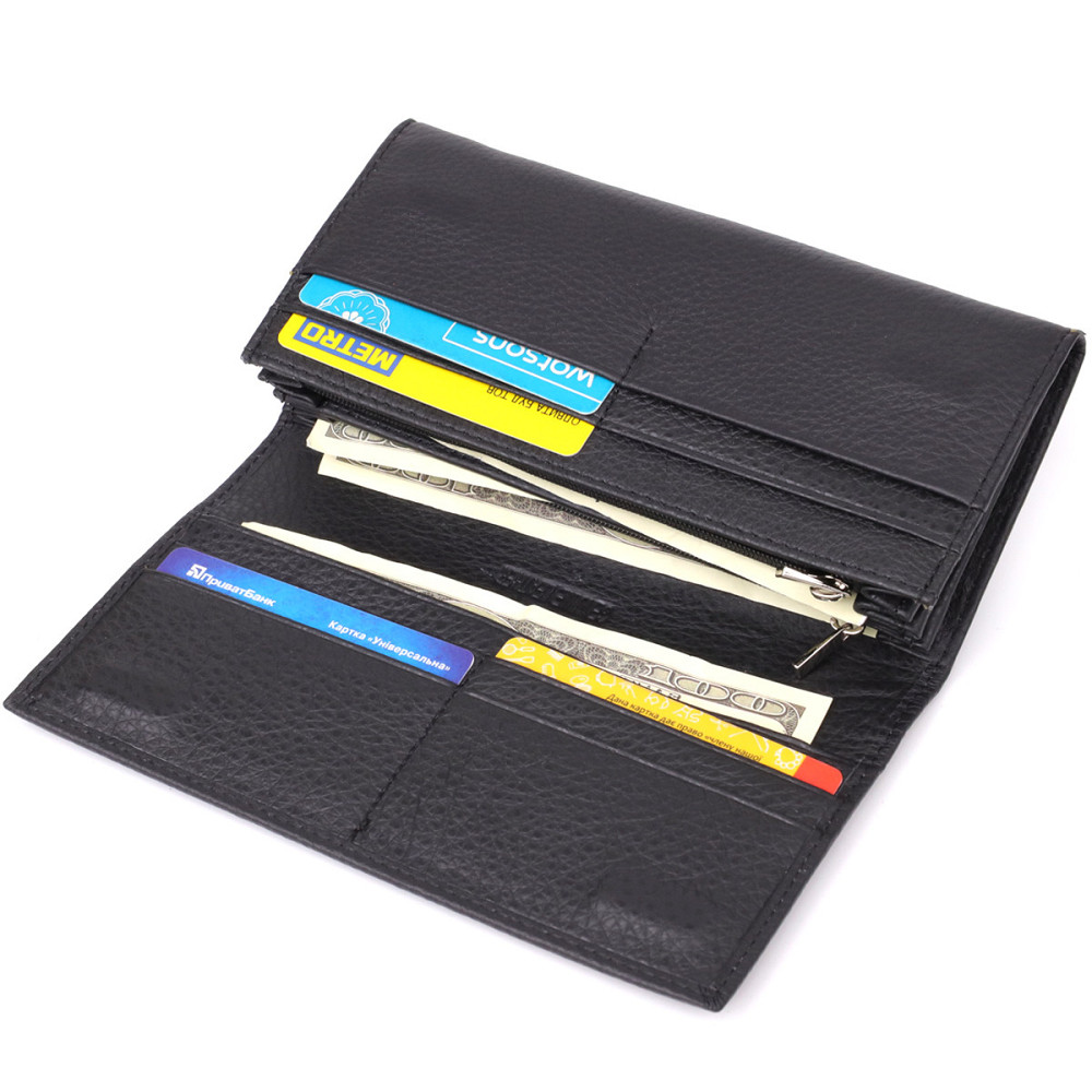 Вместительный кошелек для женщин из натуральной кожи ST Leather 23097 Черный Киев - изображение 6