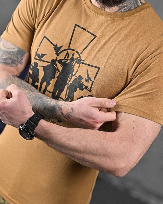 Хлопковая милитари футболка зсу кайот ДЛ6349 Одесса - изображение 4