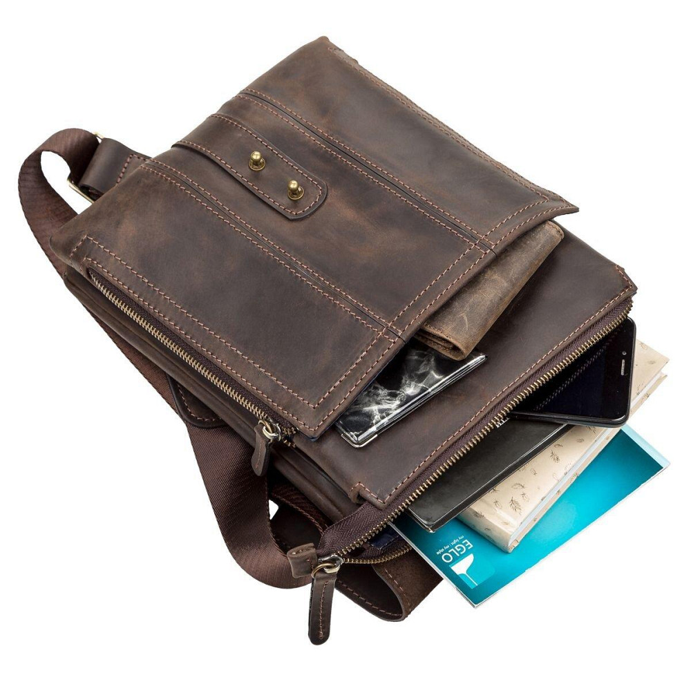 Сумка мужская кожаная Коричневая (SHVIGEL) Киев - изображение 9