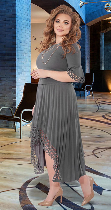 Гарний костюм зі спідницею плісе великого розміру Київ - фото 4