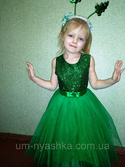 Зелене дитяче пишне плаття Ялинка з блискітками Кривий Ріг - фото 3