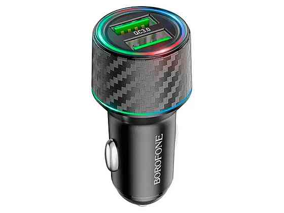 Автомобільний зарядний пристрій BOROFONE BZ21A Brilliant 36W dual port QC3.0 car charger, колір чорний BZ21AB Одеса