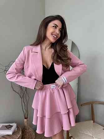Женский стильный костюм двойка: пиджак и юбка креп-костюмка + подкладка Пудра, 46/48 Одесса