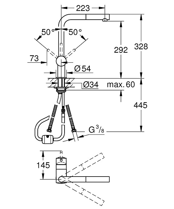 Змішувач для кухні з висувним виливом Grohe Minta   ( 32168000 ) 39069 Харків - фото 7
