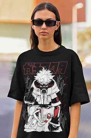 Футболка для мальчика аниме Гакхиакута Томе Джапанесе Танкобон оверсайз (рост от 165 до 180 ) Черний AnimeJ1196m Днепр