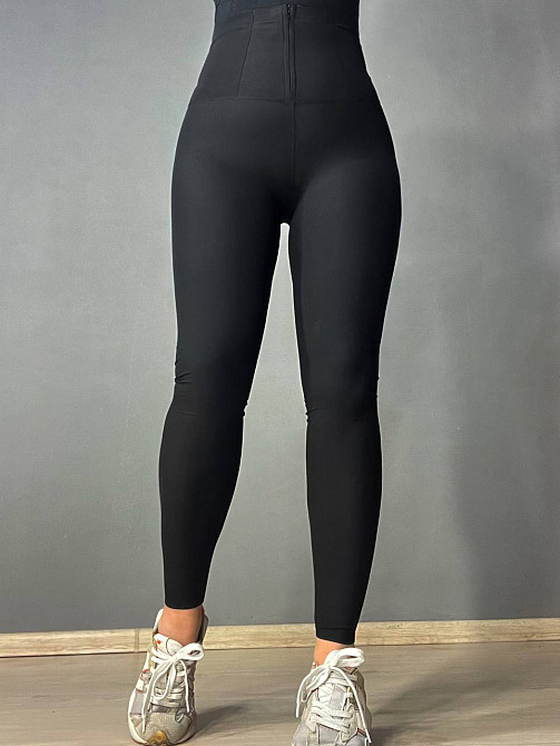 Лосини жіночі Kenalin D3 з корсетним поясом на блискавці тонкі чорні, чорний, SM Одеса - фото 3